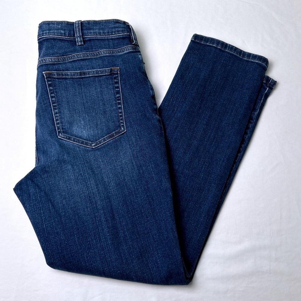 Duluth Trading Co Womens Straight Leg Stretch Denim Jeans Size 12 Blue Casual